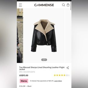 Commense sherpa lined sherling leather flight jacket